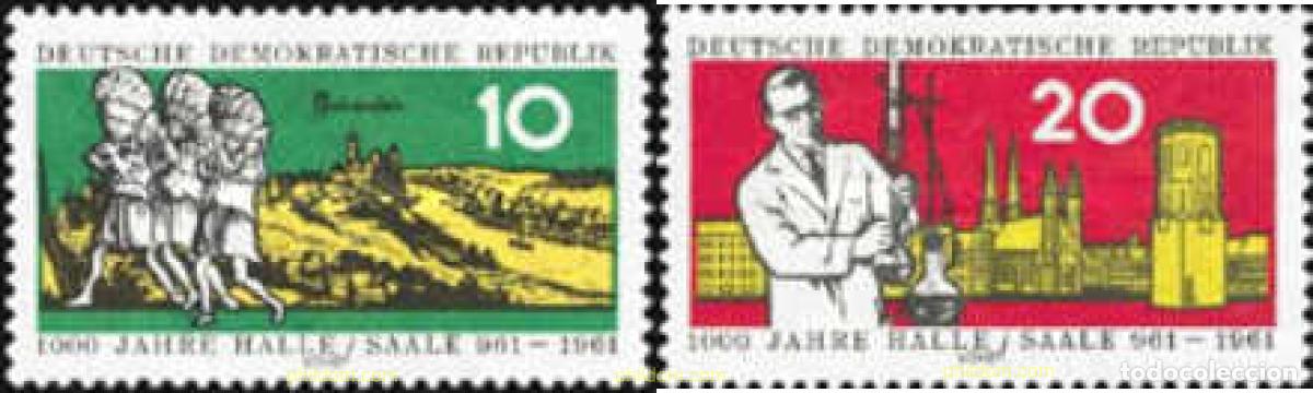 Sellos: 150571 MNH ALEMANIA DEMOCRATICA 1961 MILENARIO DE LA CIUDAD DE HALLE/SAALE