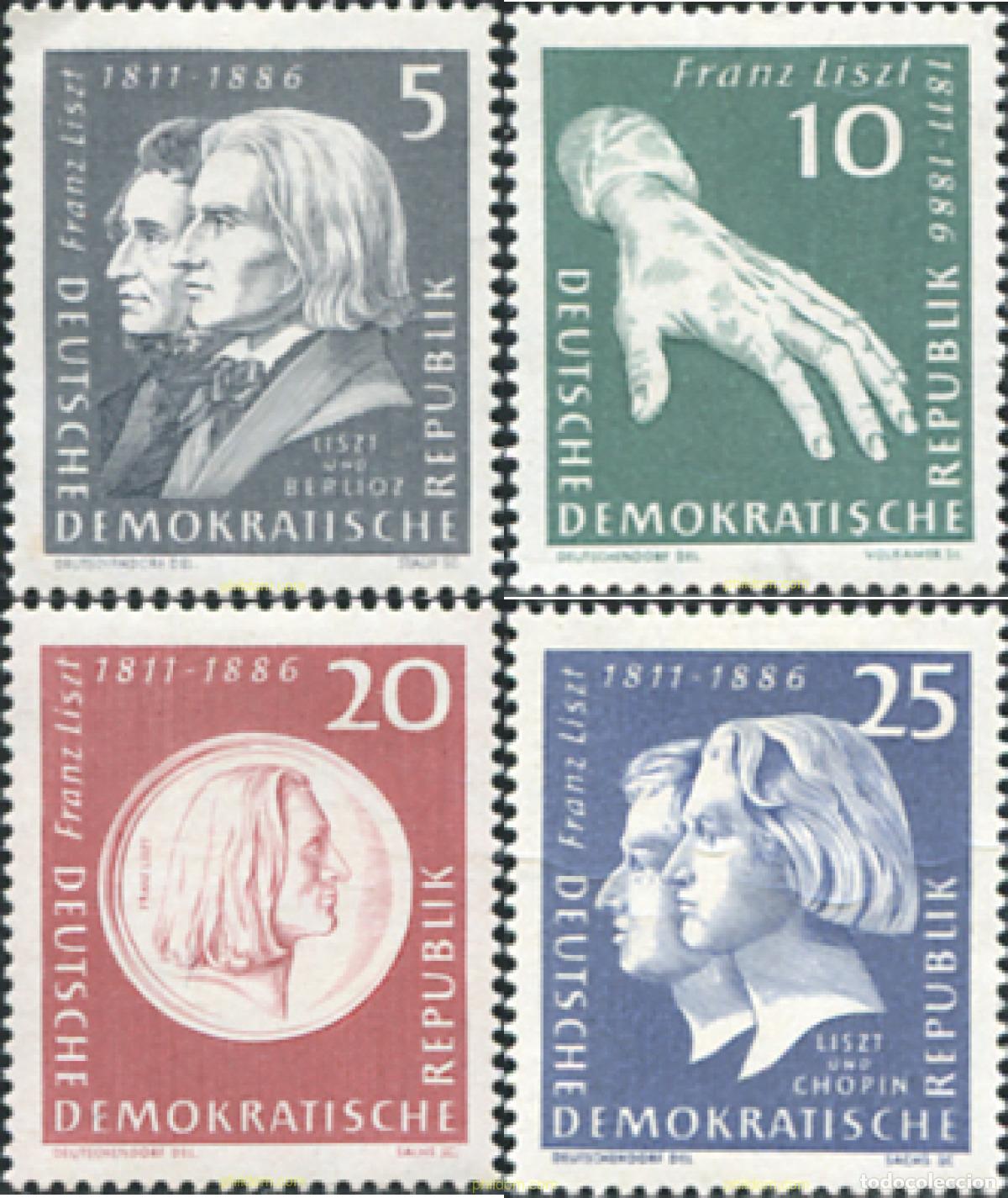 Sellos: 150575 MNH ALEMANIA DEMOCRATICA 1961 150 ANIVERSARIO DEL NACIMIENTO DE FRANZ LISZT