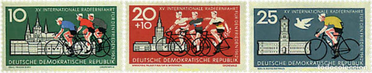 Sellos: 64487 MNH ALEMANIA DEMOCRATICA 1962 15 CARRERA CICLISTA INTERNACIONAL DE LA PAZ. VARSOVIA-BERLIN-PR