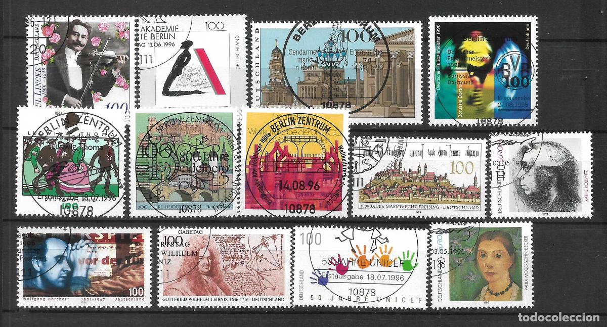 Sellos: alemania a&ntilde;o 1996 lote 12 series completas usado ** - 34/3