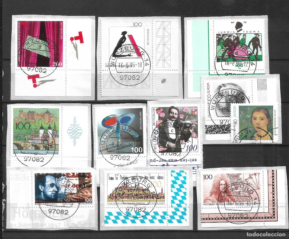 Sellos: alemania a&ntilde;o 1996 lote 10 series completas usado - 34/4