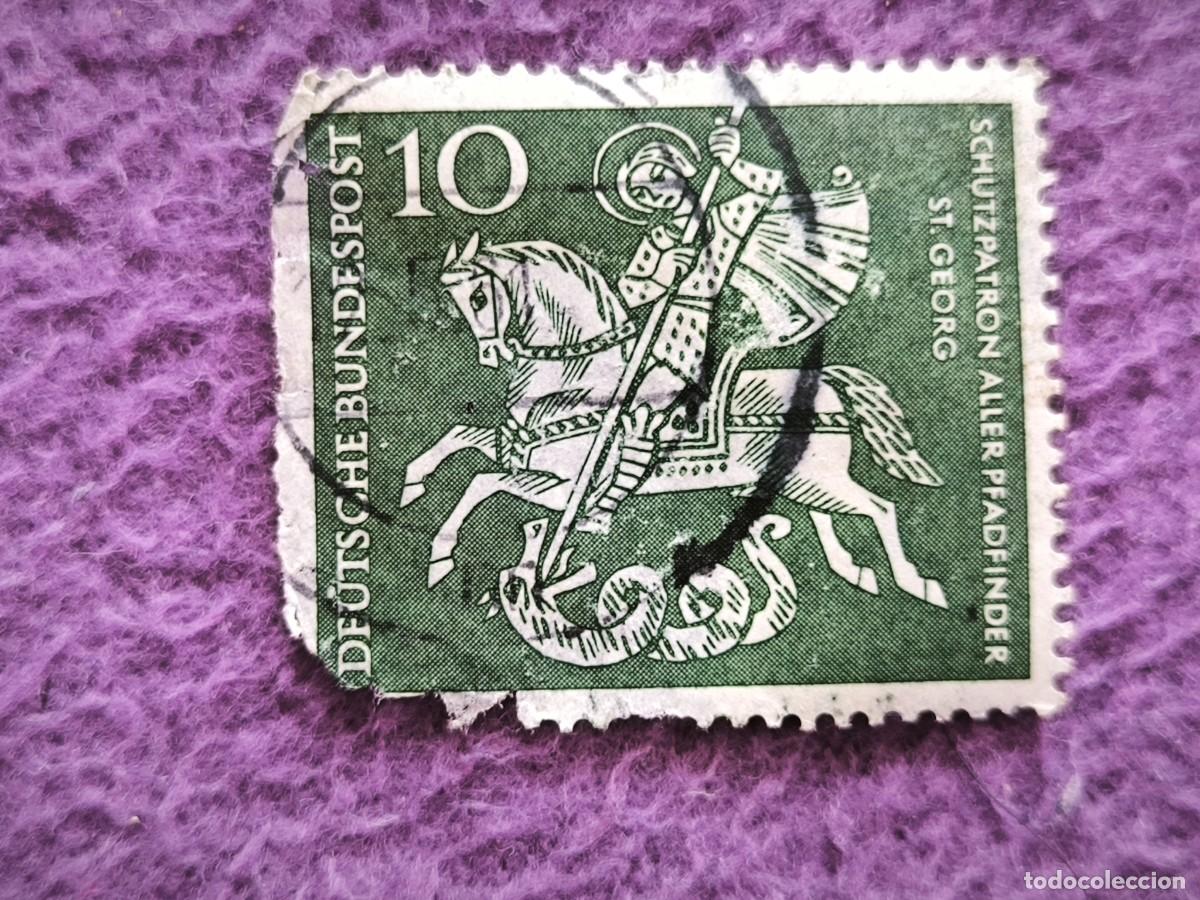 Sellos: Alemania 1961 10 Pf Sello San Jorge Matadragones Patr&oacute;n De Los Scouts