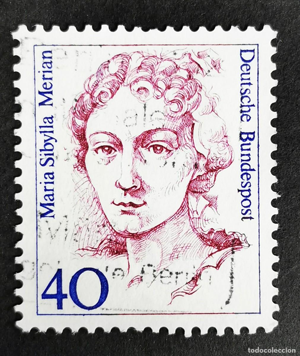 Sellos: Sello Alemania R. Federal 1987, Mujeres alemana: Maria Sibylla Merian, 40 Pf. Michel: DE 1331