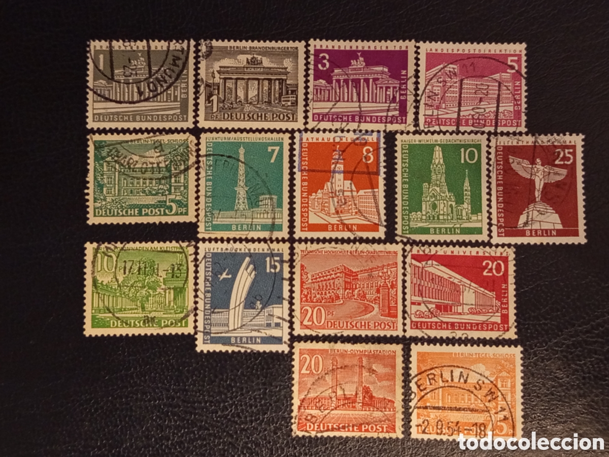 Sellos: Lote Sellos Berl&iacute;n 1949-1954 Edificios Michel Usados (15 Sellos)