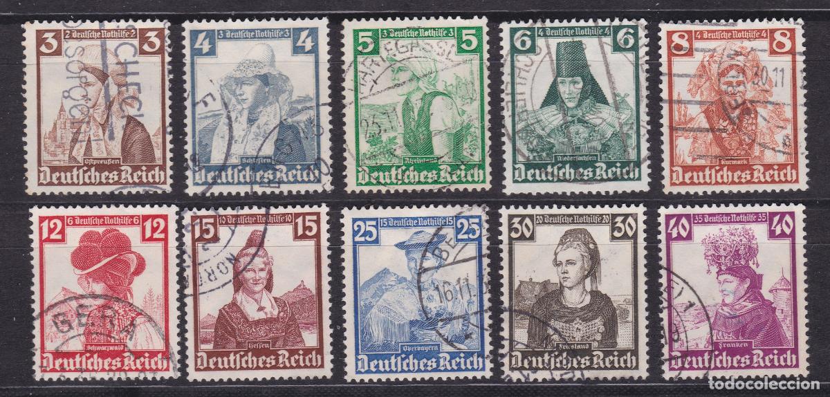 Sellos: Alemania Imperio 1935 - Serie completa usada Yvert n&ordm; 547/556&ordm;