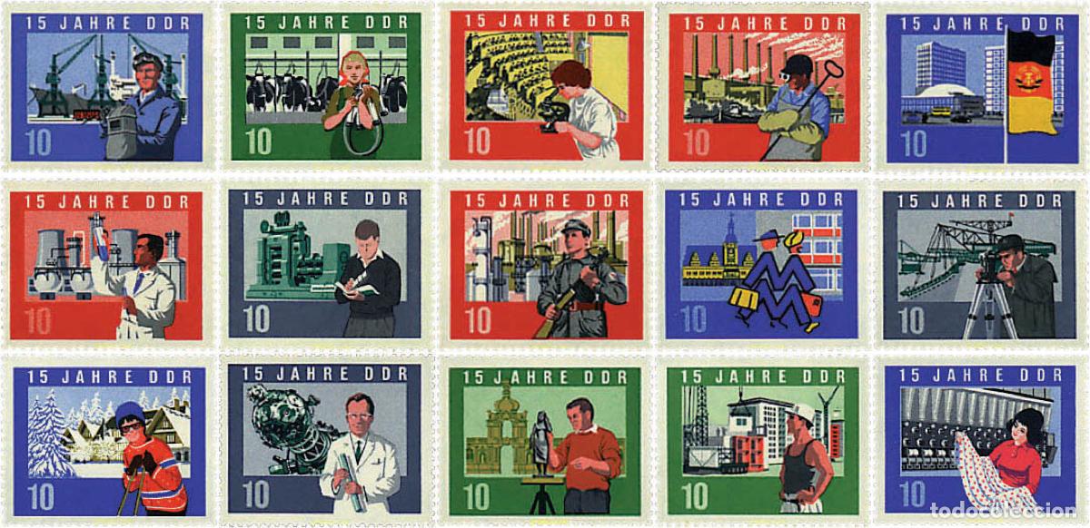 Sellos: 56161 MNH ALEMANIA DEMOCRATICA 1964 15 ANIVERSARIO DE LA REPUBLICA