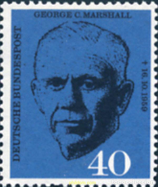 Sellos: 150077 MNH ALEMANIA FEDERAL 1960 ANIVERSARIO DE LA MUERTE DEL GENERAL AMERICANO GEORGE C. MARSHALL