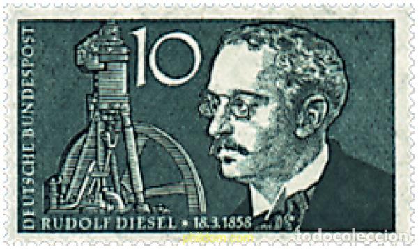 Sellos: 60953 MNH ALEMANIA FEDERAL 1958 CENTENARIO DEL NACIMIENTO DE R.DIESEL