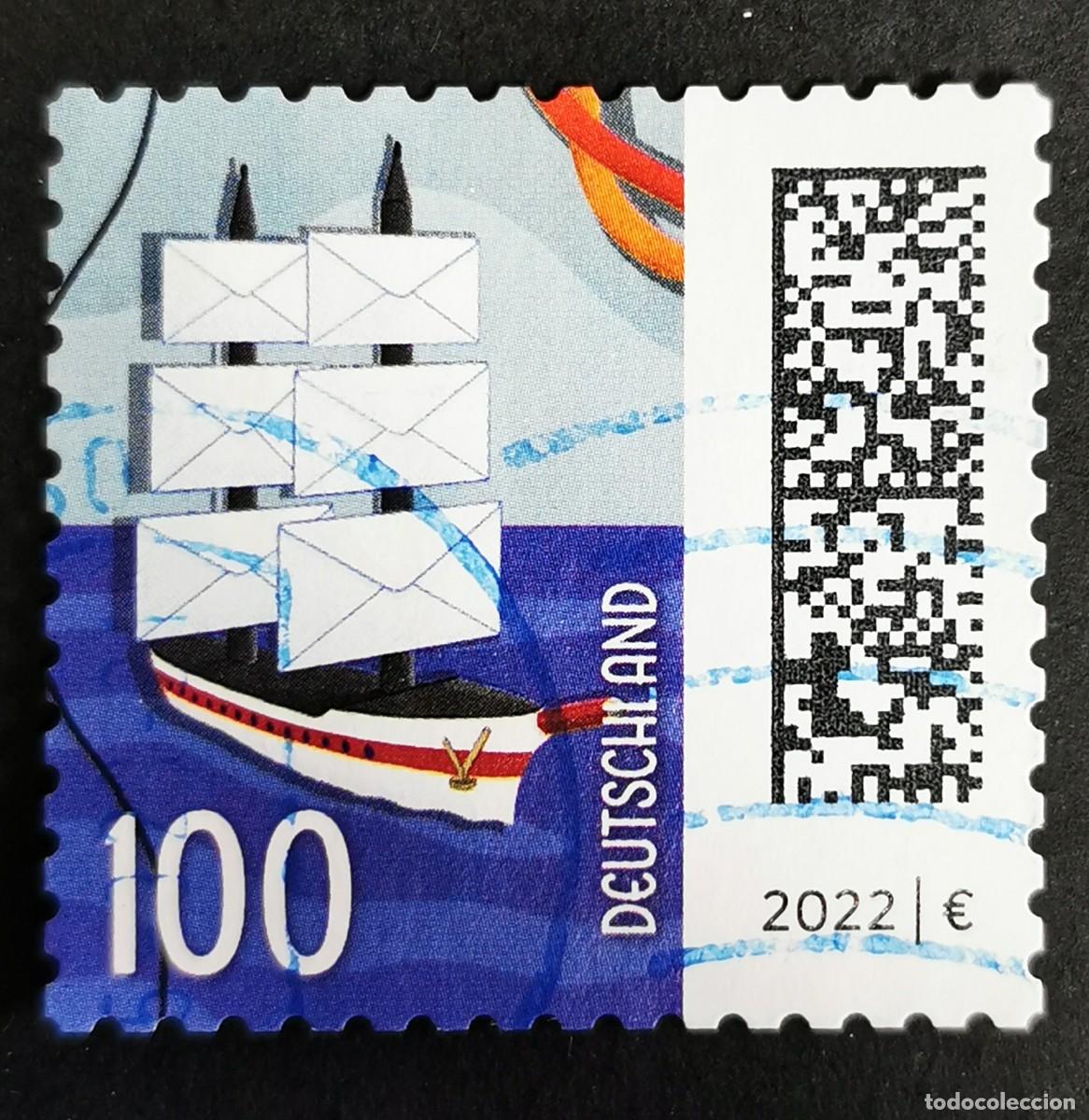 Sellos: Sello Alemania R.Federal 2021, Cartas como barco, 100 ct Michel: DE 3653I