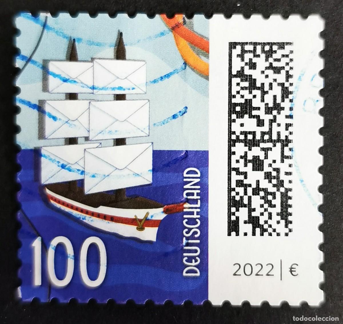 Sellos: Sello Alemania R.Federal 2021, Cartas como barco, 100 ct Michel: DE 3653I