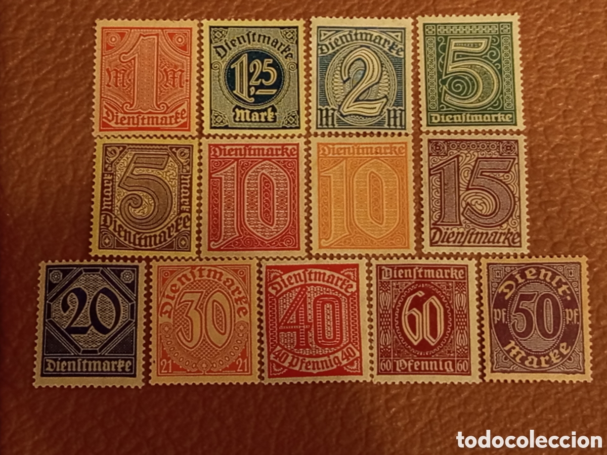 Sellos: Lote 13 Sellos Oficiales Alemania Dienstmarke 1920-1923 (Michel 37-64) MNH y MH