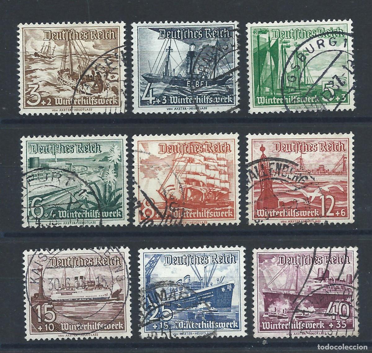 Sellos: Allemagne Empire N&deg;594/602 Obl (FU) 1937- Bateaux