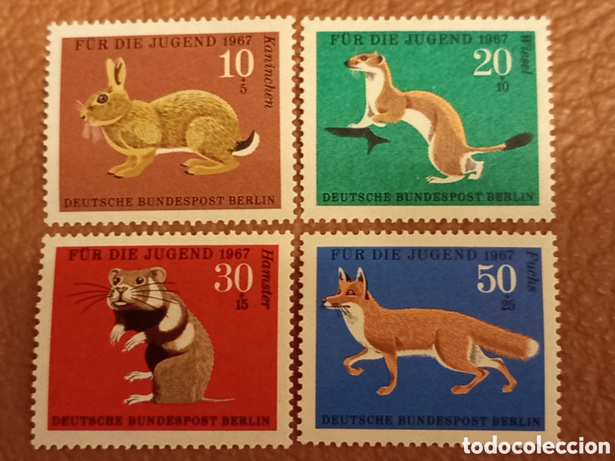 Sellos: Serie Sellos Berl&iacute;n 1967 Michel 306-309 Para la Juventud Fauna MNH
