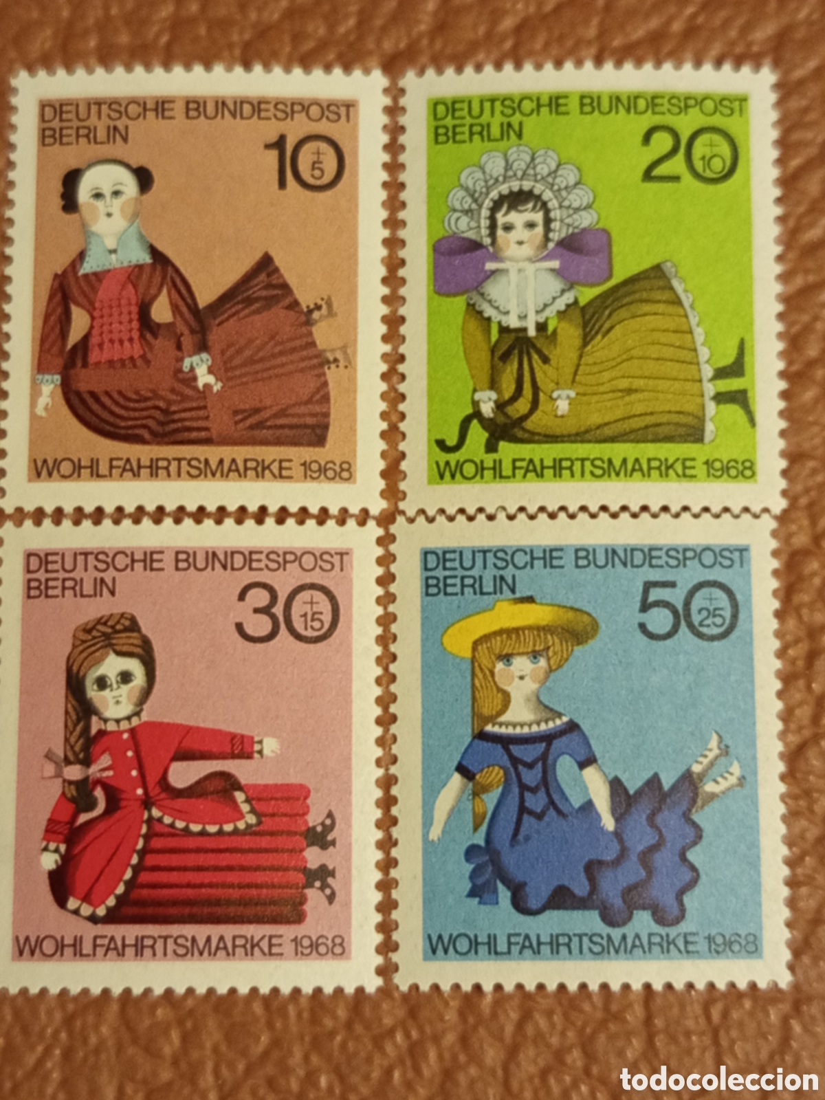 Sellos: Serie Sellos Berl&iacute;n 1968 Michel 322-325 Ben&eacute;ficos Mu&ntilde;ecas Antiguas MNH