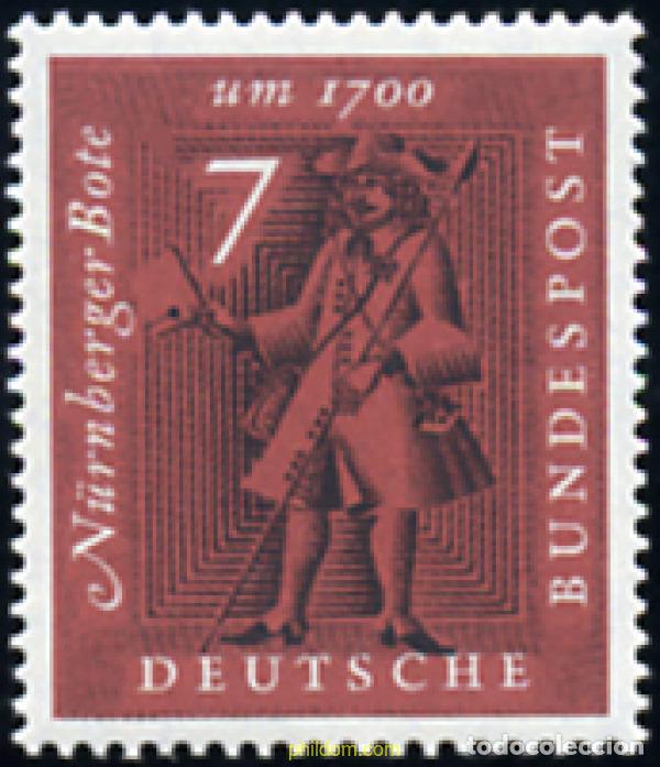 Sellos: 150079 MNH ALEMANIA FEDERAL 1961 EXPOSICION FILATELICA &rdquo;LA CARTA A TRAVES DE 5 SIGLOS&rdquo; DE NUREMBERG