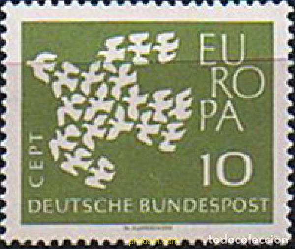 Sellos: 203095 MNH ALEMANIA FEDERAL 1961 EUROPA CEPT. PALOMA