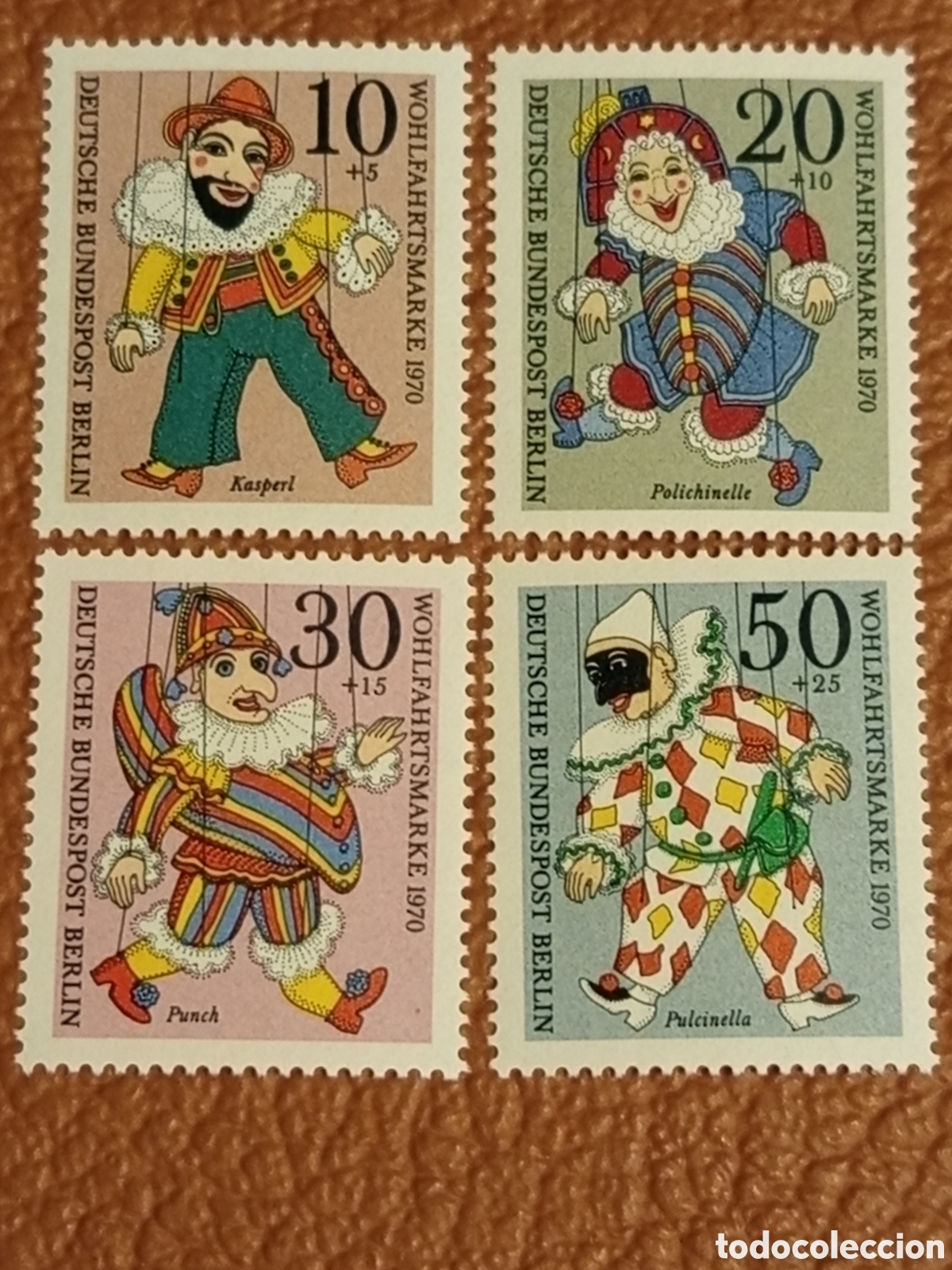 Sellos: Sellos Berl&iacute;n 1970 Marionetas (Michel 389-392) Wohlfahrt. MNH