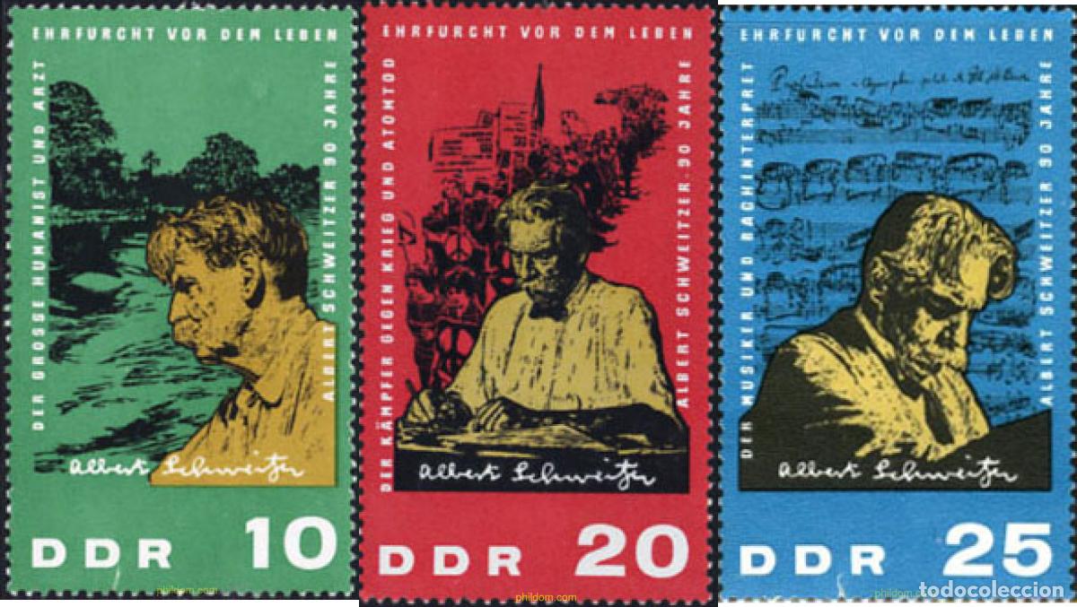 Sellos: 150605 MNH ALEMANIA DEMOCRATICA 1965 90 ANIVERSARIO DEL DR. ALBERT SCHWEITZER