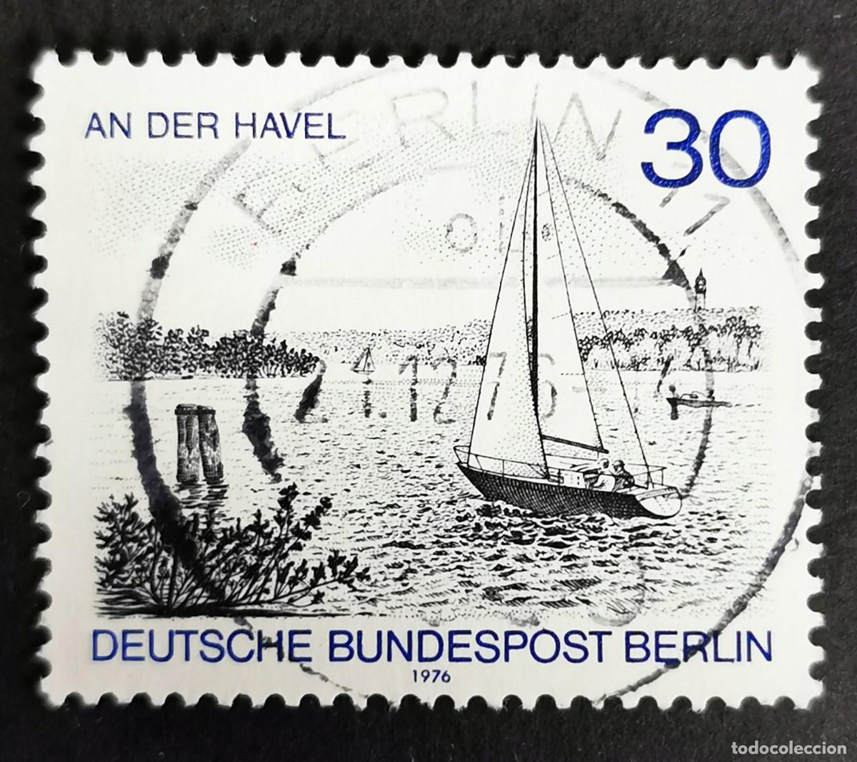 Sellos: Sello Alemania Berl&iacute;n 1976, Yate en el r&iacute;o Havel, 30 Pf. Michel: DE-BE 529