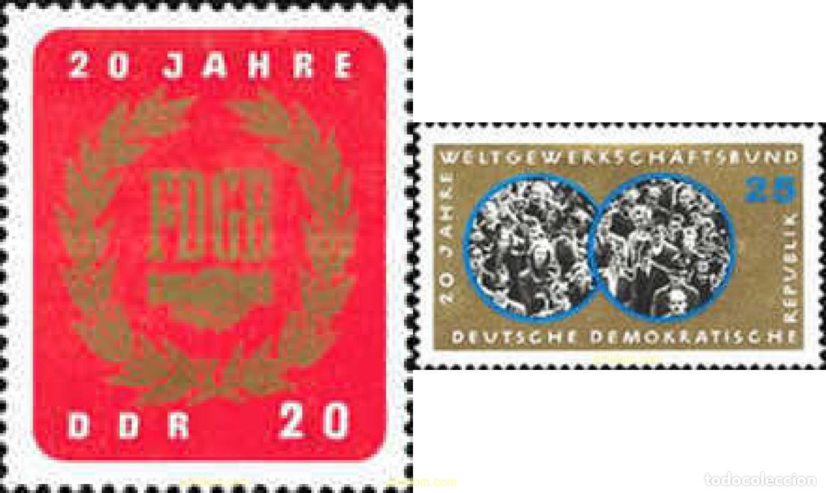 Sellos: 150615 MNH ALEMANIA DEMOCRATICA 1965 20 ANIVERSARIO DE LA CONFEDERACION GENERAL ALEMANA DE TRABAJO