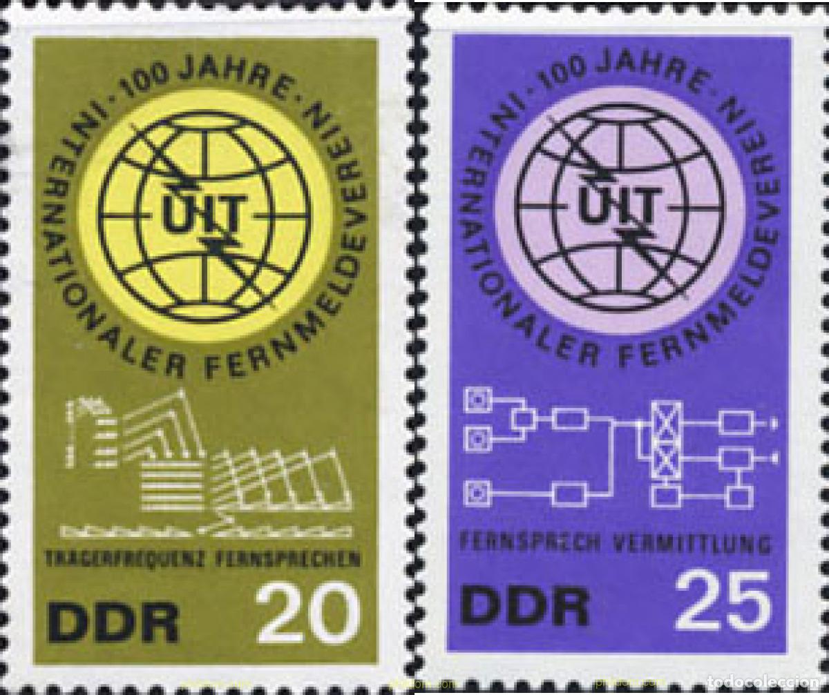 Sellos: 150614 MNH ALEMANIA DEMOCRATICA 1965 CENTENARIO DE LA UNION INTERNACIONAL DE TELECOMUNICACIONES