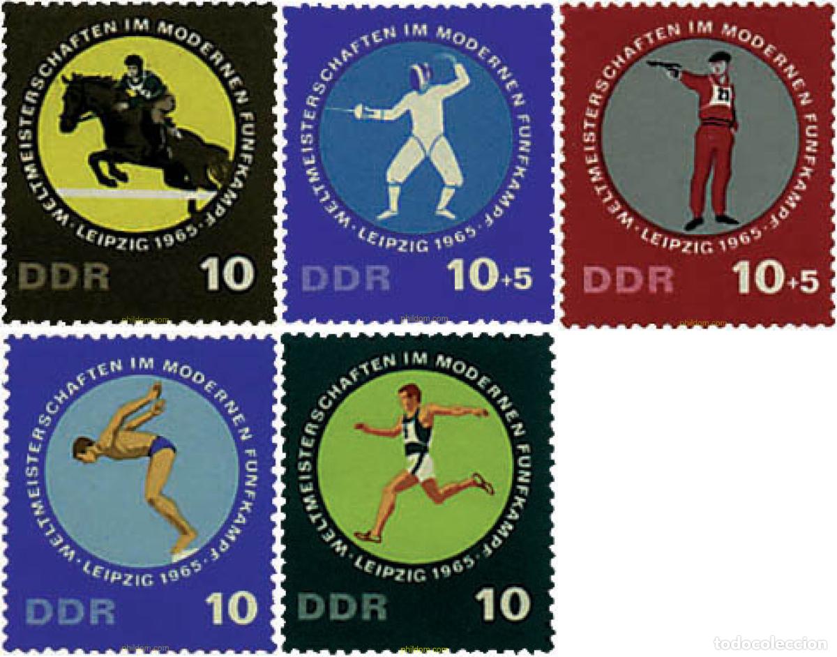 Sellos: 64511 MNH ALEMANIA DEMOCRATICA 1965 CAMPEONATOS DEL MUNDO DE PENTATHLON MODERNO