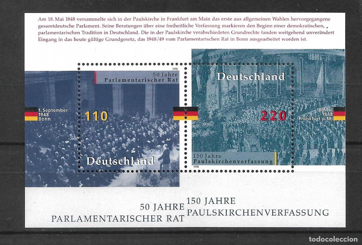 Sellos: alemania 1998 michel hoja bloque 43 ** mnh - 24/10