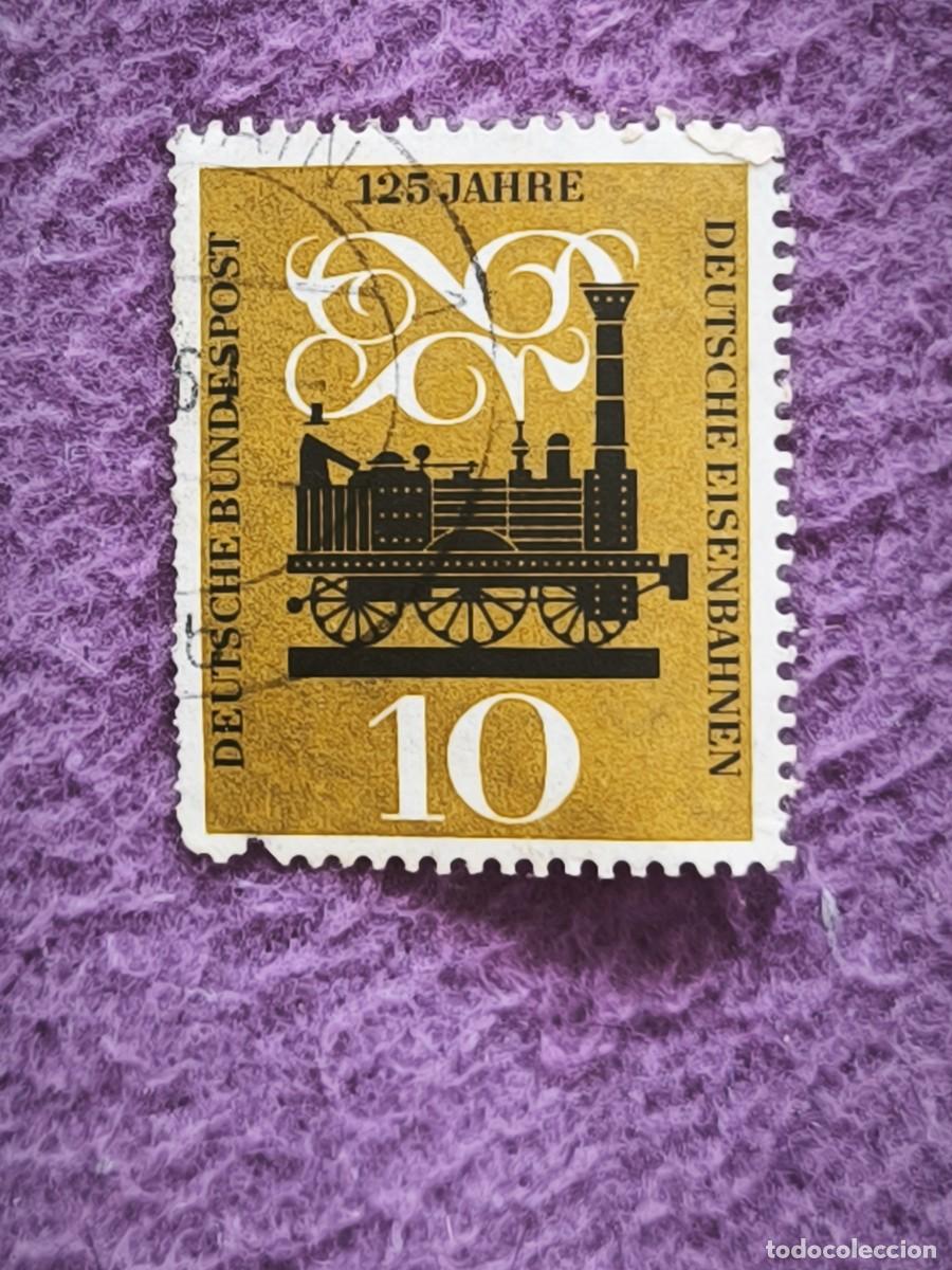 Sellos: Sello Alemania Deutsche Bundespost 10 Pf &ndash; 125 Jahre Deutsche Eisenbahnen, Locomotora
