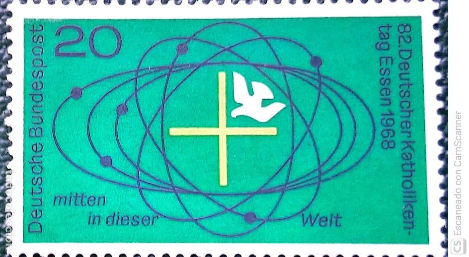 Sellos: Alemania Federal. 433 D&iacute;a cat&oacute;lico nacional, en Essen. 1968. Sellos nuevos y numeraci&oacute;n Yvert.
