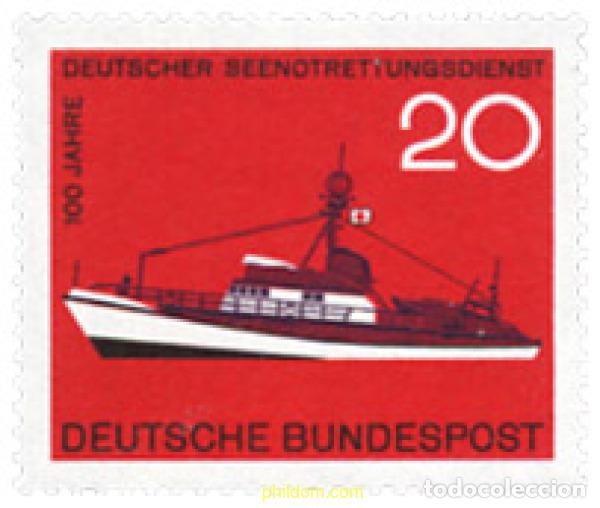 Sellos: 150109 MNH ALEMANIA FEDERAL 1965 CENTENARIO DEL SERVICIO DE SALVAMENTO MARITIMO