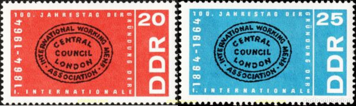 Sellos: 150603 MNH ALEMANIA DEMOCRATICA 1964 CENTENARIO DE LA PRIMERA INTERNACIONAL