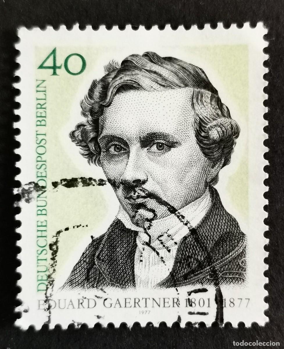 Sellos: Sello Alemania Berl&iacute;n 1977, Eduard Gaertner, artista (autorretrato), 40 Pf. Michel: DE-BE 542