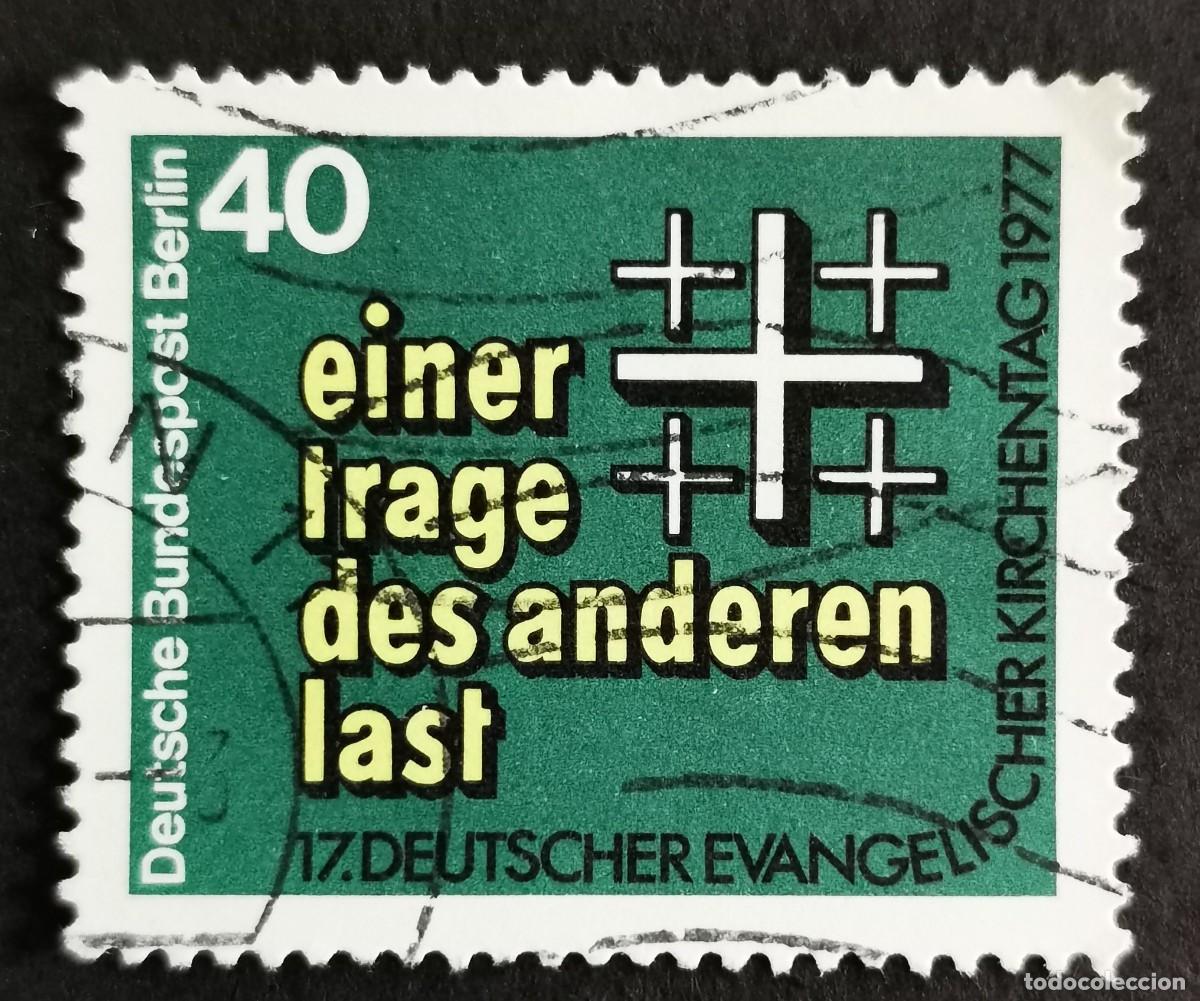 Sellos: Sello Alemania Berl&iacute;n 1977, Cruz del congreso, consignas, 40 Pf. Michel: DE-BE 548