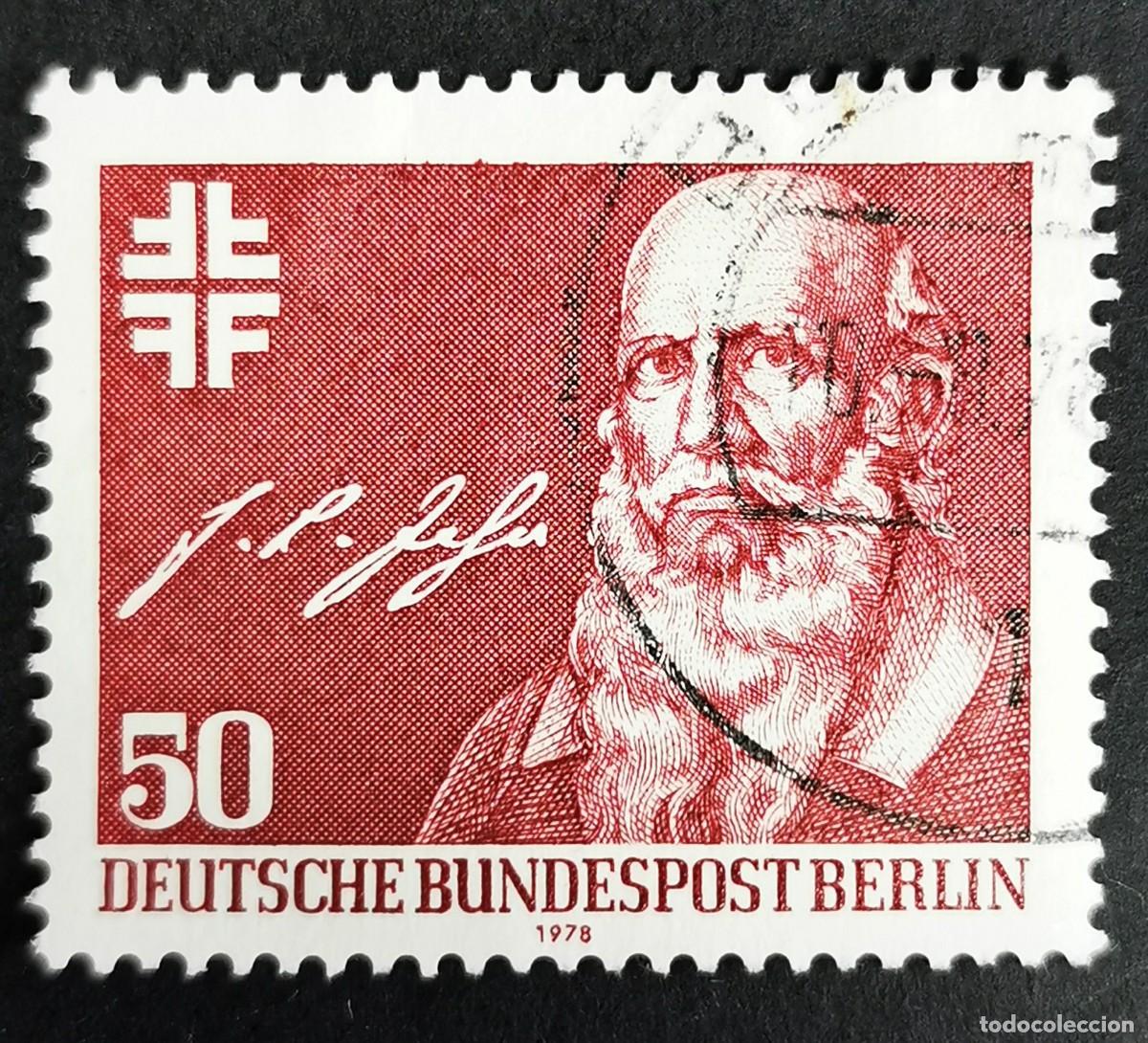 Sellos: Sello Alemania Berl&iacute;n 1978, Friedrich L. Jahn (pionero educaci&oacute;n f&iacute;sica), 50 Pf. Michel: DE-BE 570
