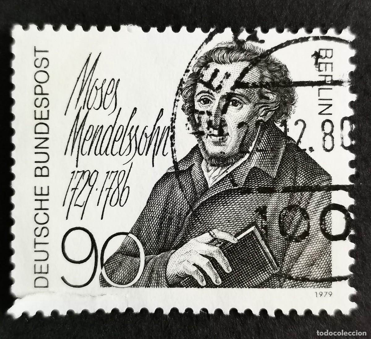 Sellos: Sello Alemania Berl&iacute;n 1979, Mois&eacute;s Mendelssohn (fil&oacute;sofo), 90 Pf. Michel: DE-BE 601