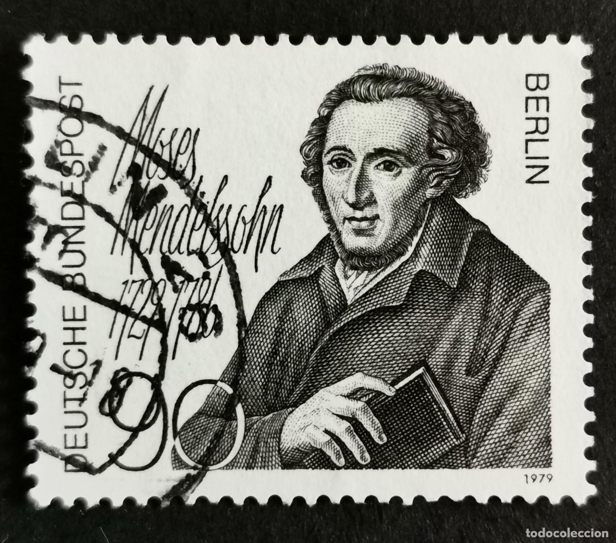Sellos: Sello Alemania Berl&iacute;n 1979, Mois&eacute;s Mendelssohn (fil&oacute;sofo), 90 Pf. Michel: DE-BE 601