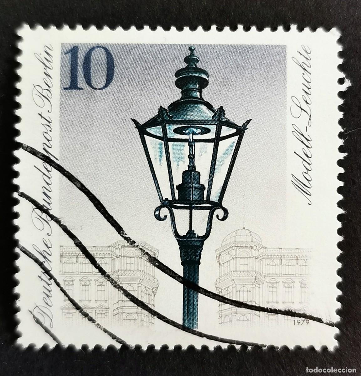 Sellos: Sello Alemania Berl&iacute;n 1979, Farola de gas en el distrito de Kreuzberg, 10 Pf. Michel: DE-BE 603