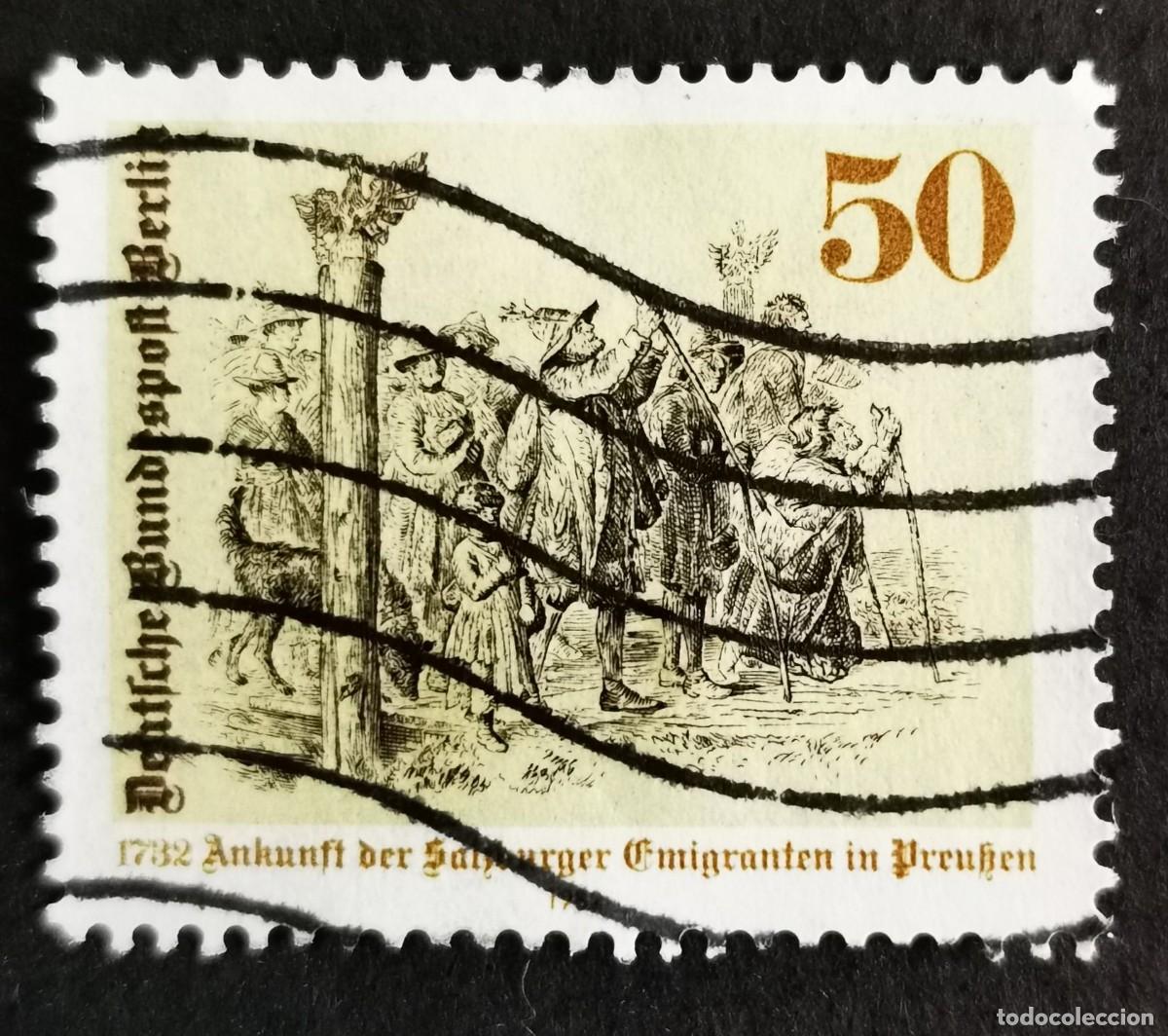 Sellos: Sello Alemania Berl&iacute;n 1982, Emigrantes Salzburgo frontera prusiana en 1732, 50 Pf. Michel: DE-BE 667