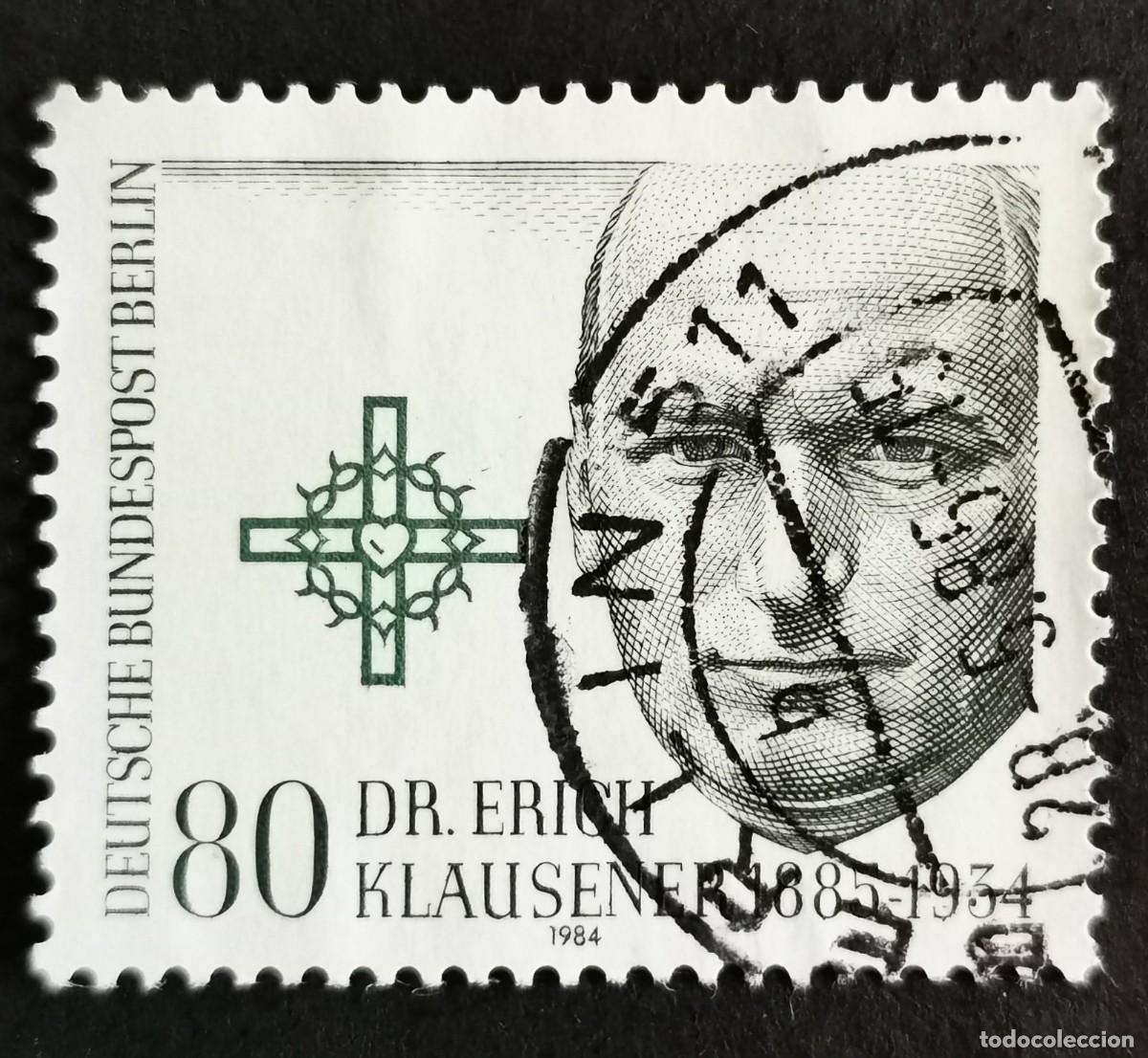 Sellos: Sello Alemania Berl&iacute;n 1984, Dr. Erich Klausener, emblema de la Conferencia, 80 Pf. Michel: DE-BE 719