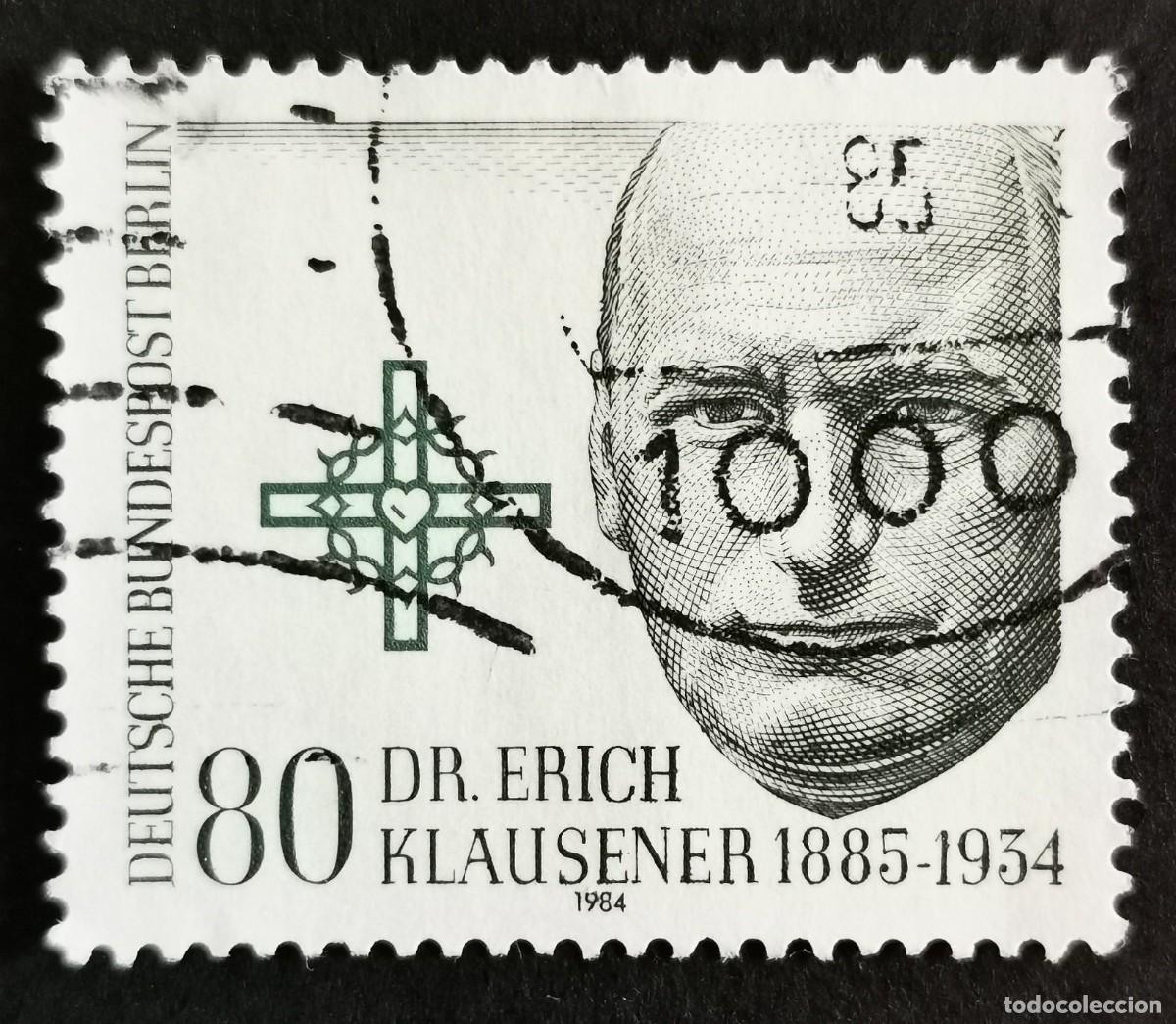 Sellos: Sello Alemania Berl&iacute;n 1984, Dr. Erich Klausener, emblema de la Conferencia, 80 Pf. Michel: DE-BE 719
