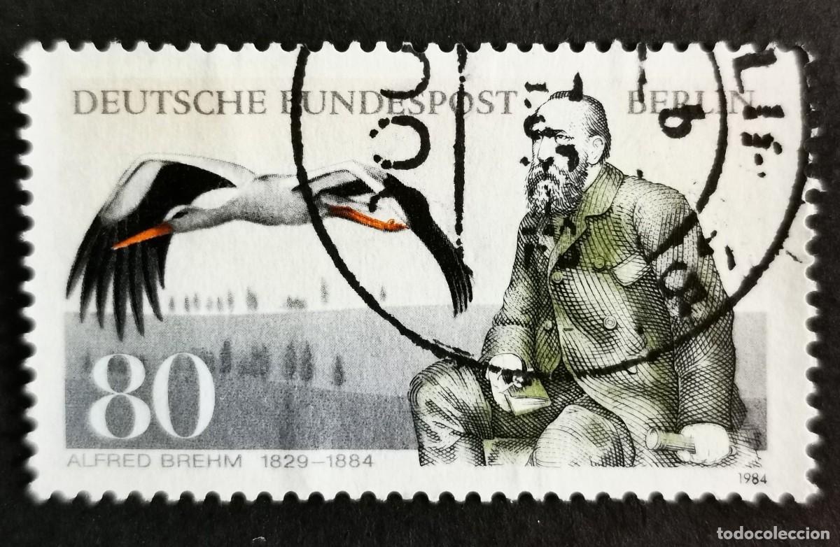 Sellos: Sello Alemania Berl&iacute;n 1984, Alfred Edmund Brehm , Cig&uuml;e&ntilde;a blanca, 80 Pf. Michel: DE-BE 722