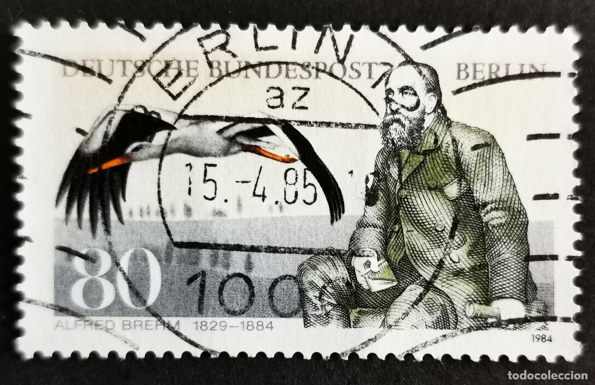 Sellos: Sello Alemania Berl&iacute;n 1984, Alfred Edmund Brehm , Cig&uuml;e&ntilde;a blanca, 80 Pf. Michel: DE-BE 722