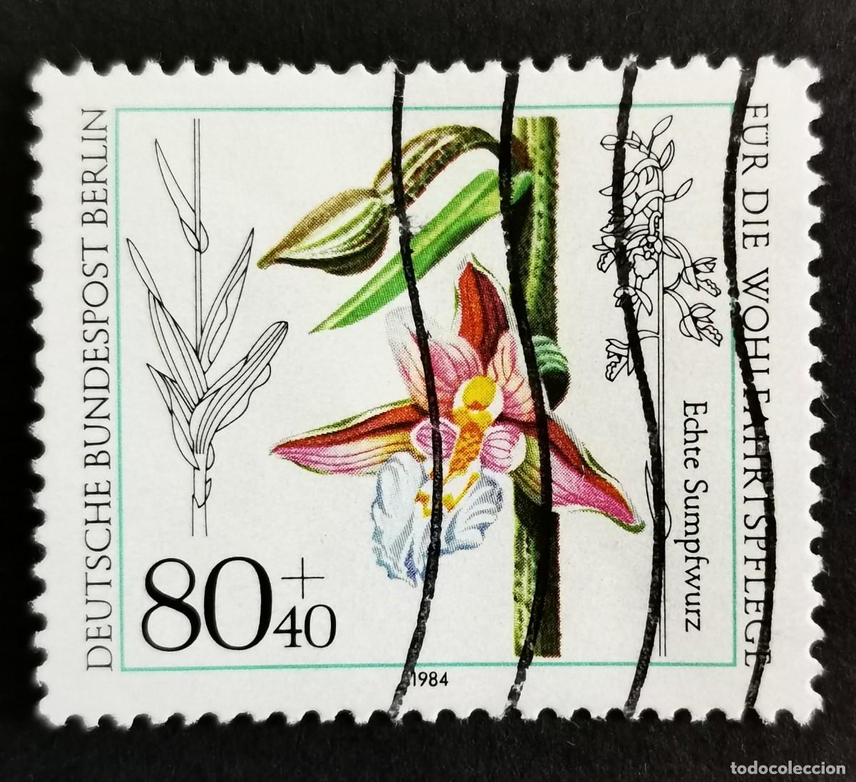 Sellos: Sello Alemania Berl&iacute;n 1984, Marisma de Epipactis, 80+40 Pf. Michel: DE-BE 726