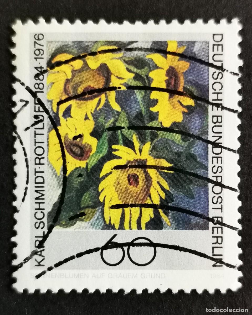 Sellos: Sello Alemania Berl&iacute;n 1984, 'Girasoles sobre fondo gris' de K. Schmid, 60 Pf. Michel: DE-BE 728