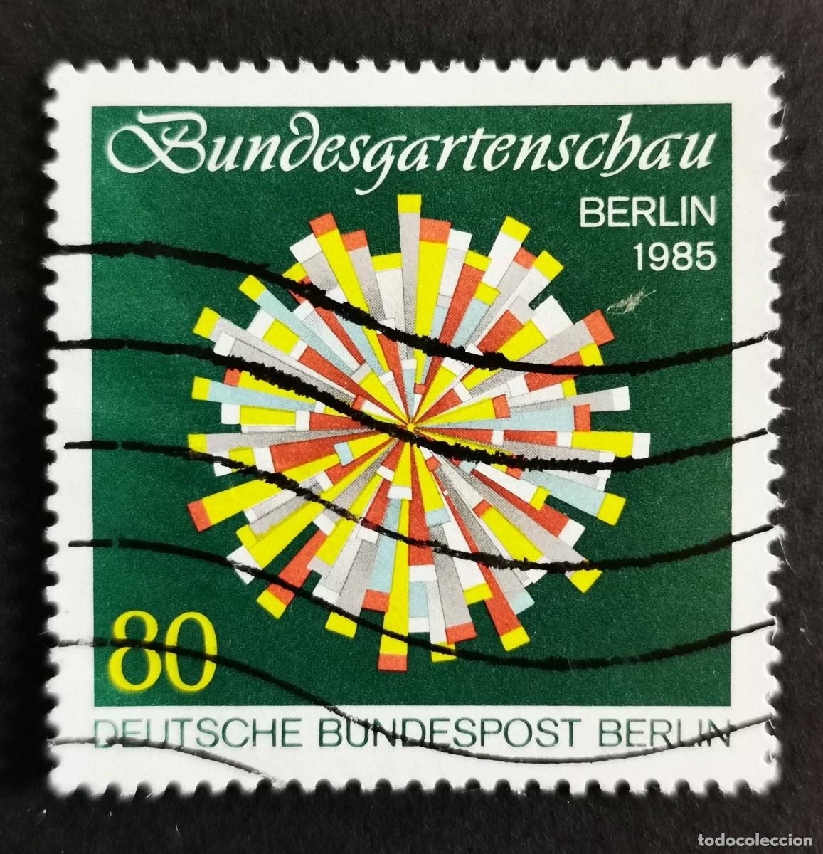 Sellos: Sello Alemania Berl&iacute;n 1985, Flor estilizada, 80 Pf. Michel: DE-BE 734