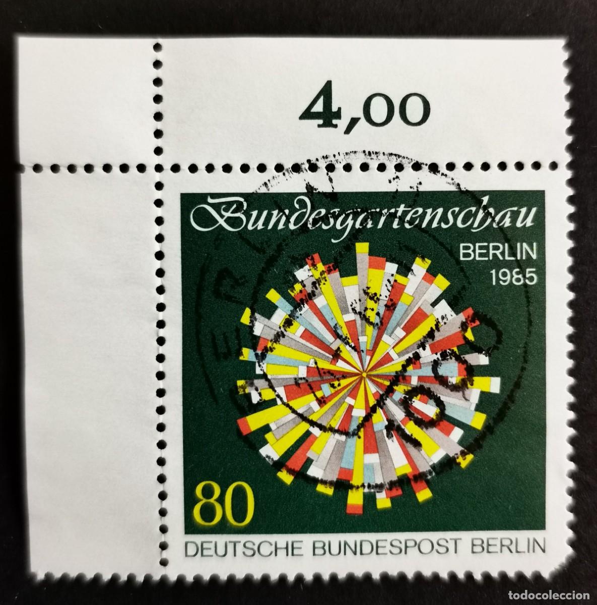 Sellos: Sello Alemania Berl&iacute;n 1985, Flor estilizada, 80 Pf. Michel: DE-BE 734