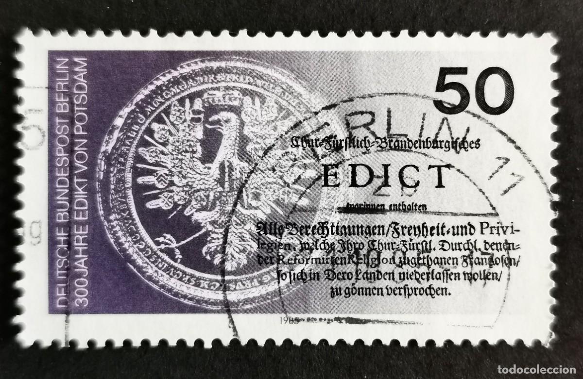 Sellos: Sello Alemania Berl&iacute;n 1985, Sello t&iacute;tulo Edicto Potsda Electo Brandeburgo, 50 Pf. Michel: DE-BE 743