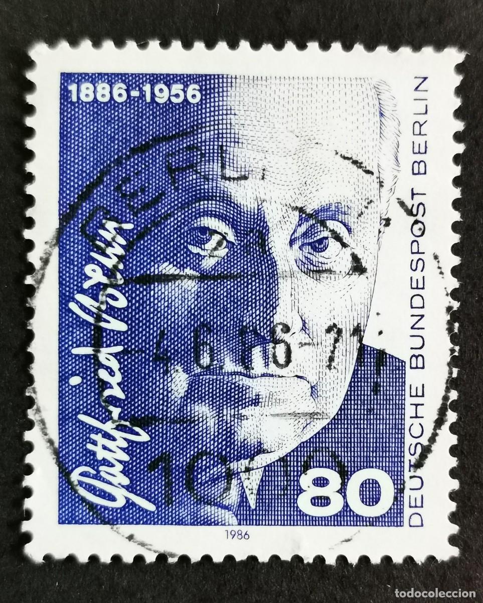 Sellos: Sello Alemania Berl&iacute;n 1986, Gottfried Benn, poeta y firma, 80 Pf. Michel: DE-BE 760