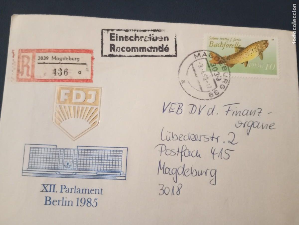 Sellos: ALEMANIA ORIENTAL, SOBRE CERTIFICADO DE MAGDEBURGO.