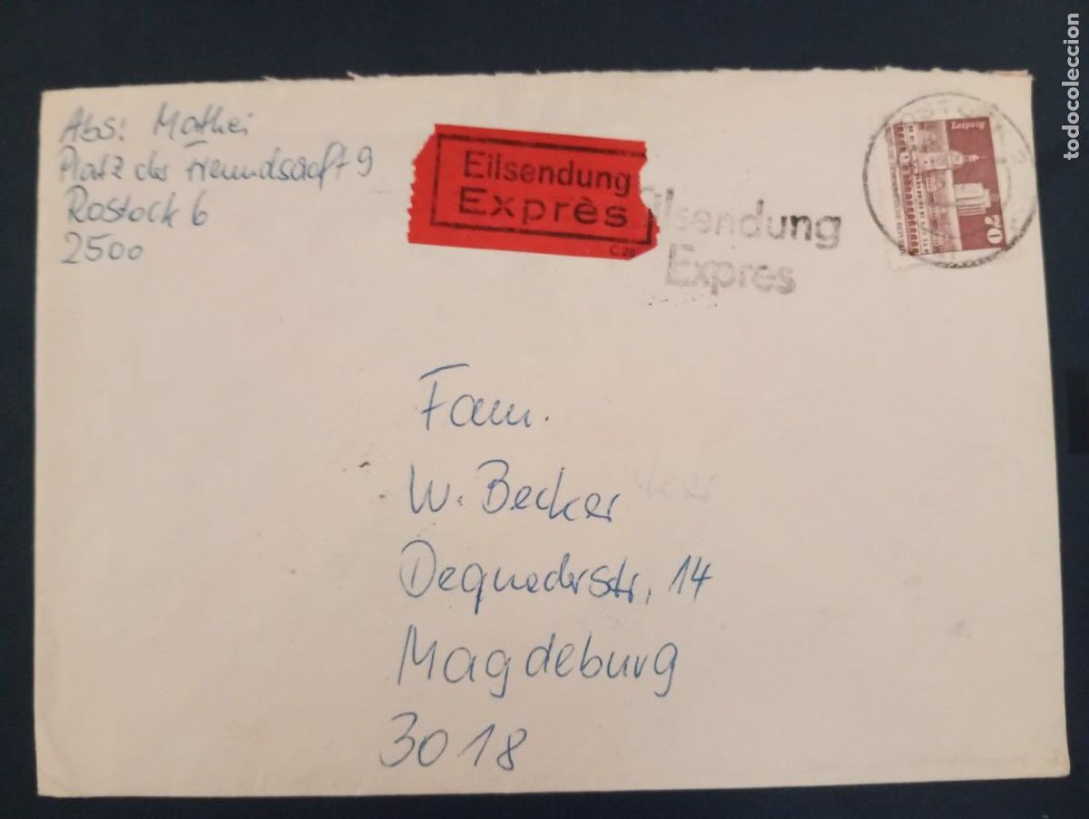 Sellos: ALEMANIA ORIENTAL, 1987, CORREO URGENTE, EXPR&Eacute;S. VER DESCRIPCI&Oacute;N. MATASELLOS VARIOS. Ver descripci&oacute;n